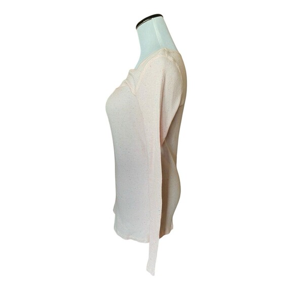 Vintage Y2K Old Navy Fitted Waffle Knit Babydoll Top Size M Pink Speckled Long - Picture 2 of 9